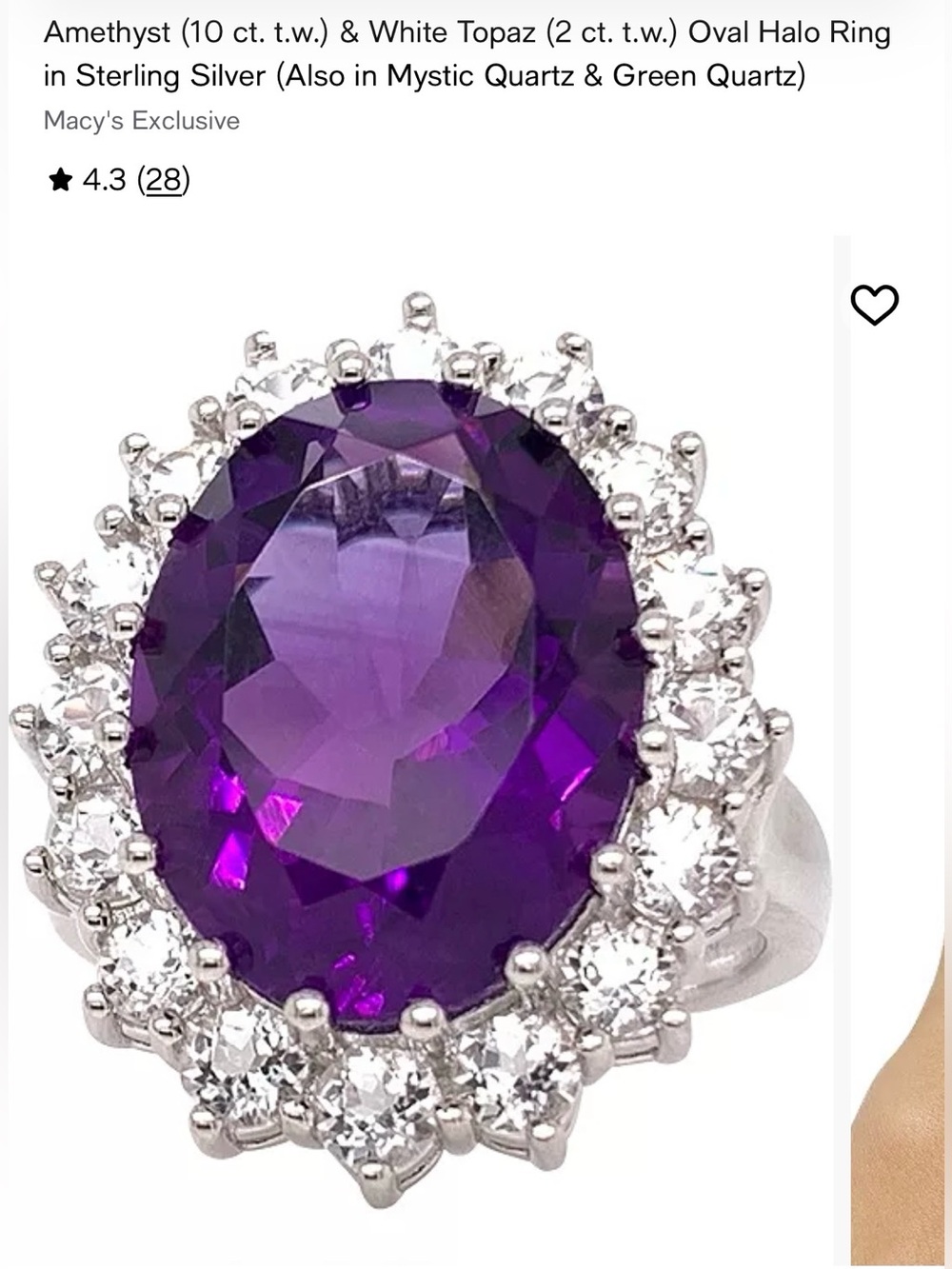 RH Macy and Co. Fine Jewelry Amethyst Ring